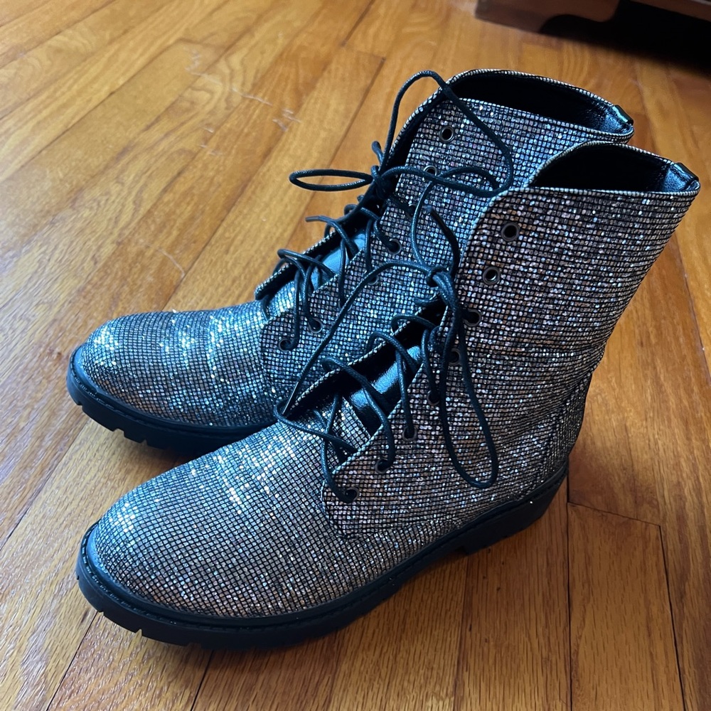 Size 40 Women’s sparkle combat boots